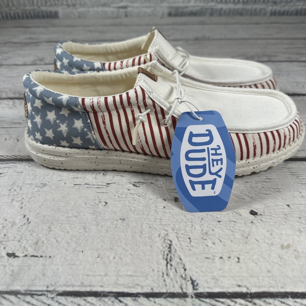 Hey Dude- Wally Funk Americana Stars/American Flag Shoes- Men's Sizes 11 NWT